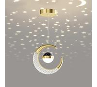 Led Pendant Lamp Chandelier Ceiling Light,Half-Moon Star Fairy Creative Bedroom Hanging Light 10W for Kids Room Living Room Home Kids Decoration Restaurant Hotel Night Light (Gold (Warm White 3000K))