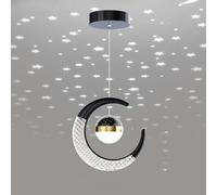 Led Pendant Lamp Chandelier Ceiling Light,Half-Moon Star Fairy Creative Bedroom Hanging Light 10W for Kids Room Living Room Home Kids Decoration Restaurant Hotel Night Light (Black (Cool White 6000K))