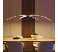 LED Pendant Lamp Dining Table Lamp Dining Room Lamps LED Pendant Lamp Dimmable Wood Pendant Lamp Living Room Kitchen Office Pendant Lamp Modern Chandelier with Remote Control (Wood, L120cm)