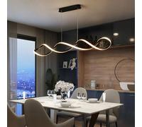 LED Pendant Lamp Dining Table Pendant Light Dimmable with Remote Control Dining Room Ceiling Lights, Creative Design Pendant Light for Kitchen Island, Bar, Cafe, Restaurant Table (Black, 80cm)