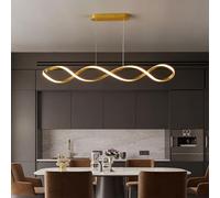 LED Pendant Lamp Dining Table Pendant Light Dimmable with Remote Control Dining Room Ceiling Lights, Creative Design Pendant Light for Kitchen Island, Bar, Cafe, Restaurant Table (Gold, 100cm)