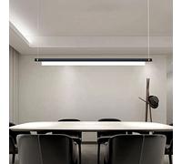 LED Pendant Lamp Dining Table Strip Hanging Lamp Height Adjustable Pendant Lamp 6000K White Light Metal Chandelier Kitchen Island Bar Dining Living Room Office Ceiling Light,Black,80cm
