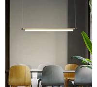 LED Pendant Lamp Dining Table Strip Hanging Lamp Height Adjustable Pendant Lamp 6000K White Light Metal Chandelier Kitchen Island Bar Dining Living Room Office Ceiling Light,Black,80cm