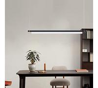 LED Pendant Lamp Dining Table Strip Hanging Lamp Height Adjustable Pendant Lamp 6000K White Light Metal Chandelier Kitchen Island Bar Dining Living Room Office Ceiling Light,Black,80cm