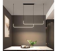 LED Pendant Lamp Living Room Lamp Pendant Light Dimmable with Remote Control Chandelier Modern Dining Table Lamp Aluminium Acrylic Lighting Pendant Light Bedroom Ceiling Light (Color : Black, Size :