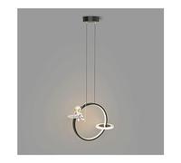 LED Pendant Light chandeliers fixtures Metal Ring with Black Finish,Modern Lamp Creative Resin Astronaut Hanging Lights Bedside Suspension Lamps for Bedroom Simple Room Chandeli
