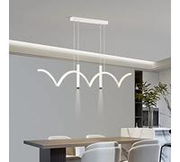 LED Pendant Light Dimmable Dining Table Lamp Height Adjustable Modern Wave Chandelier Kitchen Hanging Light Ceiling Lights for Living Room Hanging Lamps Sleeping Room Pendant Lamp (White, L100cm)