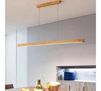 LED Pendant Light Dining Table Wood dimmable, Modern LED Pendant Light with Remote Control, Height Adjustable Modern Linear Design Living Room Hanging for Dining Room Office Kitchen lamp (A, L150cm)