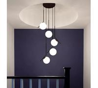 LED Pendant Light, Modern Chandelier, 5-Lights Globe Ceiling Lamps, 79 Inches Long Ceiling lamp Unique High Ceiling Light Ball Hanging Lighting for Living Staircase Entryway Room