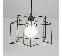 LED Pendant Light Modern Craft Hollow Iron Hanging Lamp,Creative Five-Pointed Star Chandelier Ceiling Lighting Fixtures Living Room Dining Decorative(Color:Black)