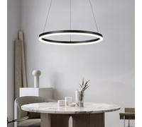 LED Pendant Light Modern Ring Chandelier Dining Table Pendant Lights Dimmable Round Ceiling Light with Remote Control for Island Living Room Dining Room Kitchen Living Room(Black,1-Ring-100cm)