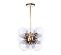 LED Pendant Light Nordic Modern Glass Ball Chandelier 9-Light G4 Semi-Flush Mount Ceiling Light Bar Cafe Restaurant Dining Table Hanging Lamp Home Decoration[Energy Class Yellow Small Gift