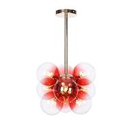 LED Pendant Light Nordic Modern Glass Ball Chandelier 9-Light G4 Semi-Flush Mount Ceiling Light Bar Cafe Restaurant Dining Table Hanging Lamp Home Decoration[Energy Class Yellow Small Gift
