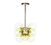 LED Pendant Light Nordic Modern Glass Ball Chandelier 9-Light G4 Semi-Flush Mount Ceiling Light Bar Cafe Restaurant Dining Table Hanging Lamp Home Decoration[Energy Class Yellow Small Gift
