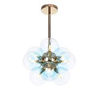 LED Pendant Light Nordic Modern Glass Ball Chandelier 9-Light G4 Semi-Flush Mount Ceiling Light Bar Cafe Restaurant Dining Table Hanging Lamp Home Decoration[Energy Class Yellow Small Gift