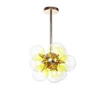LED Pendant Light Nordic Modern Glass Ball Chandelier 9-Light G4 Semi-Flush Mount Ceiling Light Bar Cafe Restaurant Dining Table Hanging Lamp Home Decoration[Energy Class Yellow Small Gift