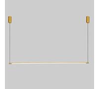 LED Pendant Light, Ultra-thin Long Tube Hanging Lamp, Linear Metal Suspension Lamps with Acrylic Shade, Gold Long Strip Drop Lights for Dining Room, Kitchen Island 3000K