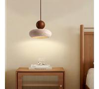 LED Pendant Light Yellow Travertine Pendant Lamp Wabi-Sabi Style Solid Wood Round Ball Hanging Lamp Made Of Natural Stone Small Chandelier For Bar Bedroom Living Room Dining Room Bedside Lighting(B)