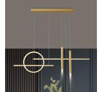 LED Pendant Lights Indoor Modern Dimmable Chandelier Kitchen Light Hanging Living Room Dining Table Chandelier Adjustable Height for Dining Room Office Hanging Lights (Gold, 100cm)