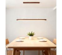 LED Pendent Lights Kitchen Island, Wood LED Chandeliers Ceiling Light, Dimmable Adjustable Lamp with Remote Control Dining Room Pendant Lamp for Office Living Room Hanging (Peach Wood, 150cm)