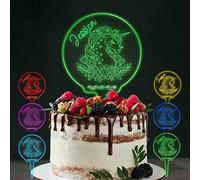 LED Personalised Cake Topper 7 Colour Changes Light Up Cake Topper Happy Birthday Cake Topper Unicorn Cake Toppers Cake Decor for 1st 10th 16th 18th 20th 21st 30th 40th 50th 60th 70th