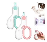 LED Pet Nail Clippers, 2025 Upgrade Cat Nail Trimmer with Light, Portable Clipper for Dog Cat Small Pets, Helps Avoid Bloodline & Over Cutting (Blue and Pink)