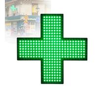 LED Pharmacy Sign - Adjustable Modes for Pharmacies, Hospitals, and Clinics - Green Cross Lamp (Always On, Flashing, Overall Flashing) - 48cm x 48cm