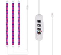 LED Plant Grow Light Strip, Grow Lamp Bar for Indoor Plants with Auto On/Off Timer, Full Spectrum / Dimmable / USB Plug-in Plant Light for Gardening Greenhouse Hydroponics (3 Strip)