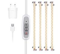 LED Plant Grow Light Strips Full Spectrum, Grow Lights for Indoor Plants with 2/4/8 H Timer,4 Dimmable Levels Sunlike Grow Lamp for Hydroponics Succulent, 4 Tube-UK