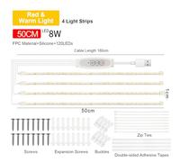 LED Plant Grow Light Strips Full Spectrum Red Warm Light for Indoor Plants Hydroponics Succulents 4 Dimmable Levels 24 Hour Cycle Timing USB Powered Easy Installation (50cm 4 Strips)