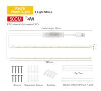 LED Plant Grow Light Strips Full Spectrum Red Warm Light for Indoor Plants Hydroponics Succulents 4 Dimmable Levels 24 Hour Cycle Timing USB Powered Easy Installation (50cm 2 Strips)
