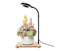 LED Plant Light - Rotating Full Spectrum LED Lamp with Wooden Base, Desktop Aquarium and Plant Growing Light for Study, Office, Desk, Display Cabinet, Easy-to-Use Indoor Accessory Daily Use