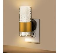 LED Plug in Night Light, Acrylic Nightlight with Dusk to Dawn Sensor, Soft Ambiance Light, Adjustable Brightness 0-100LM, 3000K Warm White, Dimmable Nightlight for Hallway Kitchen[Energy Class F]