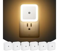 LED Plug-in Night Lights, Auto Light-Sensing Dusk to Dawn LED Sensor Night Light for Bedroom, Bathroom, Toilet, Stairs, Kitchen, Hallway-6 Packs (Warm White)