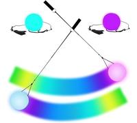 LED Poi Balls 2 Pack - Light Up Spinnings Balls with 7 Color Modes & Strobe Effect, Glow Juggling Toys for Kids/Adults, Perfect for Night Dance, Raves, Camping and Fire Shows (2pcs)