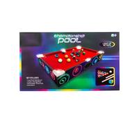 LED Pool Table Set for Kids Adults, Portable Tabletop Billiards Game with Light Up Features, Cues, Balls, Mini Indoor Entertainment System, 31.5cm