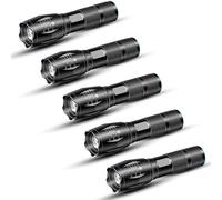 LED Powerful Flashlights 5 Pack, Bright Zoomable Tactical Flash Light Torches High Lumens and 5 Modes, Waterproof Portable Mini Flashlight for Emergency, Camping, and Outdoor Use