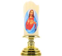 LED Prayer Candle Jesus Flameless Candle Catholic Devotional Candle Light Religious for Hospital Battery Operated
