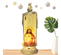 LED Prayer Candles Without Flame - Electric Religious Devotional Candle Light, Realistic Flickering Flame, Battery Operated Christian Candle | Safe Decorative Lighting for the Party Table