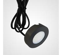 LED Pressed Steel Black Under Cabinet Circular Light | 2W 220lm CCT Colour Selectable | Kitchen Lighting | 240V | 3 Pack