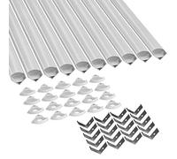 LED Profile, 10 x 40 cm V-Shape LED Aluminium Profile with Milky PC Cover, End Caps and Mounting Bracket for LED Strips (Pack of 10)