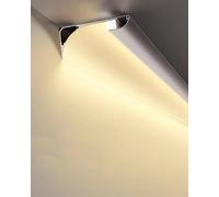 Led Profile White Crown Molding Ceiling Wall with Pre Cut Corners, Office Home Drywall Led Diffuser Track Coving, Skirting Line Profile Baseboard Trim(2.5 m/8.2 ft)