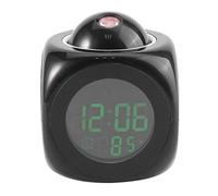 LED Projection Alarm Clock with Voice Talking, Temperature Display for Studying Room, Bed Room, Desks, 10 Minute Snooze, Plastic Material, Black Color, Battery Powered