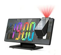 LED Projection Clock Bedside, Mirror Alarm Clock with Temperature, Snooze, Night Mode, Adjustable Brightness, 12/24H Display, Colorful Digit for Bedroom Home Office USB Powered (Adapter Not Included)