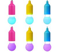LED Pull Cord Light Bulb - Portable Battery Operated Led Multi-Color Flickering Light Bulb On A Rope - Outdoor,Gardens,Camping,Parties,BBQ's,Cupboards,Weddings,Festivals,Christmas,Celebrations 6 Pack