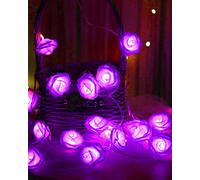 LED Purple Rose Flower String Lights, 14.7ft Light Up Romantic Rose Lights for Home Room Bedroom Decor, Battery Operated Fairy Lights for Birthday Party Baby Shower Wedding Christmas Decorations