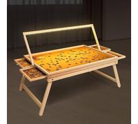 Gr8 Home LED Puzzle Table with Drawers, 1000 Piece Jigsaw Board, Wooden Puzzle Table with Storage Trays & LED Light, Raised Puzzle Board for Adults, Portable Puzzle Table