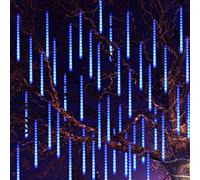 LED Rain Lights, Icicle Meteor Shower Lights - 50CM, 8 Spiral Tubes for Holiday Party, Home, Patio, Outdoor Decoration (Blue)