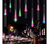 LED Rain Lights, Icicle Meteor Shower Lights - 50CM 8 Spiral Tubes for Holiday Party, Home, Patio, Outdoor Decoration (Multicolor)
