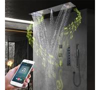 LED Rain Shower System 64 Colors 900x300mm Ceiling Shower Column 3 Side Jets Handheld Shower Waterfall Shower Design